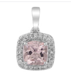 9ct White Gold Morganite And Diamond Pendant (Pendant Only)