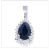 Diamond Necklaces Pendants: 9ct White Gold Sapphire And Diamond Pendant (Pendant Only)