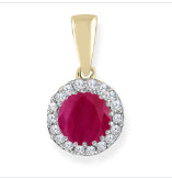 Diamond Necklaces Pendants: 9ct Yellow Gold Ruby And Diamond Pendant (Pendant Only)