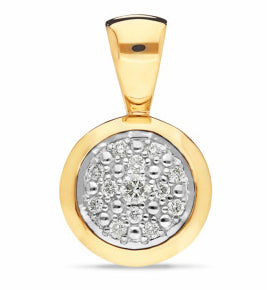 Diamond Necklaces Pendants: 9ct Yellow Gold Diamond Cluster Pendant