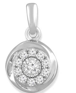 9ct White Gold Diamond Pendant