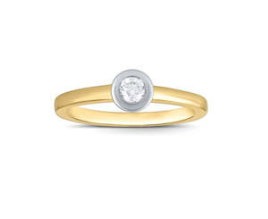 Diamond Rings: 9Ct Yellow Gold Diamond Rubover Solitaire