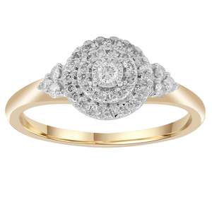 Diamond Rings: 9ct yellow gold cluster diamond ring