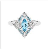 Diamond Rings: 9ct White Gold London Blue Topaz And Diamond Ring