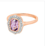 Diamond Rings: 9ct Rose Gold Pink Amethyst And Diamond Ring