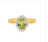 9ct Yellow Gold Peridot And Diamond Ring