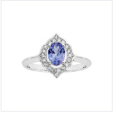 9ct White Gold Tanzanite And Diamond Ring