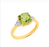 9ct Yellow Gold Peridot And Diamond Ring