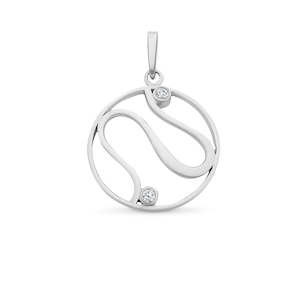 Sterling Silver Circle Pendant Set With Diamonds