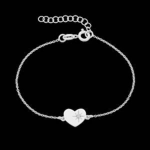 Sterling Silver Heart Set With A Diamond Bracelet