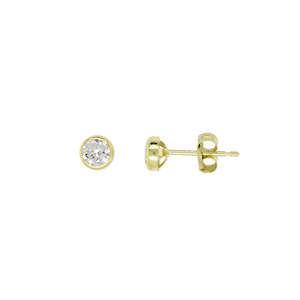 9ct Yellow Gold 4mm Bezel Set Cubic Zirconia Studs