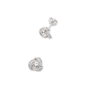 Earrings: Sterling Silver CZ Knot Earrings