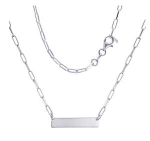 Italian Sterling Silver Paperclip Link Necklace With Id Bar