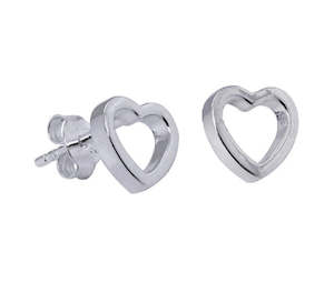 Sterling Silver Open Heart Stud Earrings