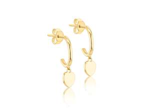 All Jewellery: 9ct yellow gold hoops with heart drops