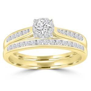 All Jewellery: 9ct Yellow Gold Diamond Bridal Set