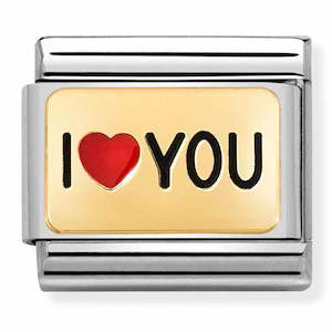 NOM-030284 52 Steel with 18ct Yellow Gold Enamel I Love You