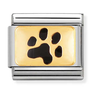 NOM-030284 47 Steel with 18ct Yellow Gold Enamel Paw Print