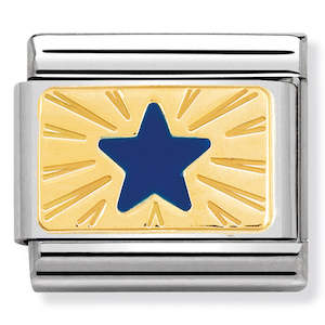 NOM-030284 41 Steel with 18ct Yellow Gold Enamel Blue Star