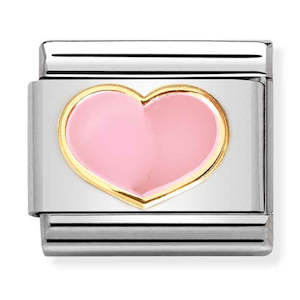 NOM-030283 21 Steel with 18ct Yellow Gold Enamel Pink Heart