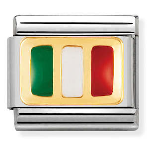 NOM-030234 2118ct yellow gold with enamel Italy Flag