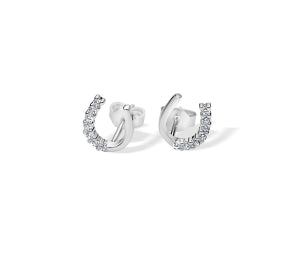 Earrings: Breeze Silver Horsehoe Half CZ Stud Earrings