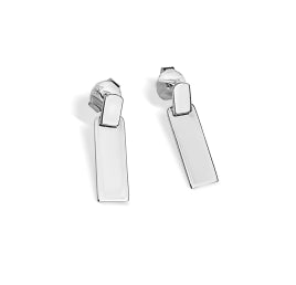 Earrings: Bijoux Double rectangle silver stud earrings