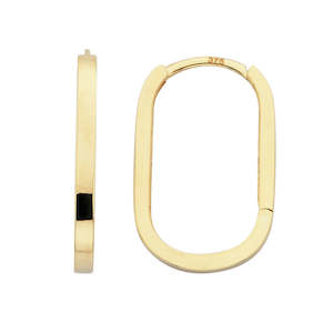 9Ct Yellow Gold Oval Shaped Huggies