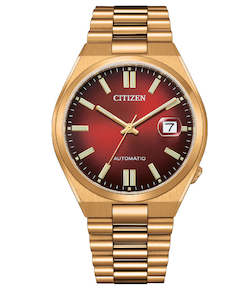 Mens Citizen Automatic Rose Gold With Red Face