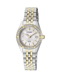 Ladies Citizen Two Tone Watch With Crystals Around Dial