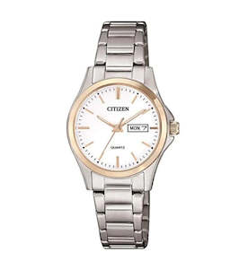 Citizen: Ladies Citizen Silver And Rose Two Tone Analogue Watch