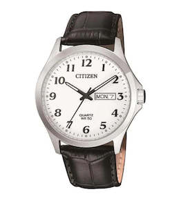 Mens Citizen Quartz Watch With Leather Strap