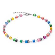 Coeur De Lion: Coeur De Lion Necklace With Multi Coloured Geo Cubes