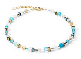 Coeur De Lion Turquoise/White Geo Cube Necklace