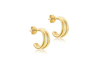 Diamonds In July Sale: 9Ct Yellow Gold Double Hoop Earrings