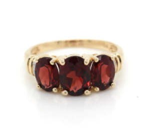 9Ct Yellow Gold Garnet And Diamond Ring