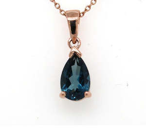 9Ct Rose Gold London Blue Topaz Pendant