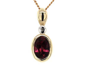 9Ct Yellow Gold Rhodolite Garnet Pendant