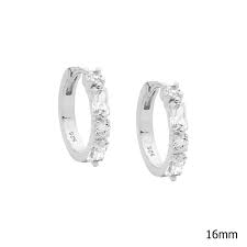 Sterling Silver Cubic Zirconia Hoop Earrings