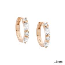 Sterling Silver Rose Gold Plated Cubic Zirconia Hoop Earrings