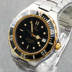 Omega Seamaster 200m (Pre-bond, vintage), 36mm, Black and Gold Dial, Quartz