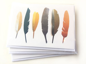 Metallic Fabric Feathers - Blank Card tinch-html5