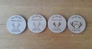 Wedding Save the Date Antler Engraved Token