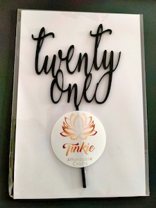 Twenty One (script font 10cm) cake topper