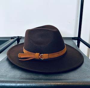 Brown belt detail fedora hat