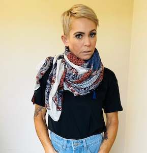 Womenswear: Navy & brown scarf