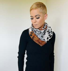 Womenswear: Rust & brown leopard print scarf