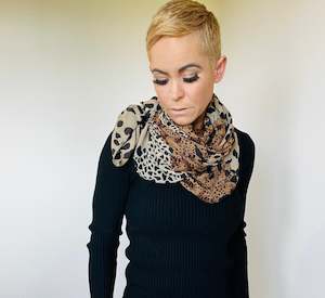 Womenswear: Leopard print natural tones scarf