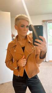 Womenswear: Beige soft biker jacket