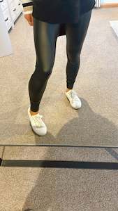 Wet look wide band stretch leggings